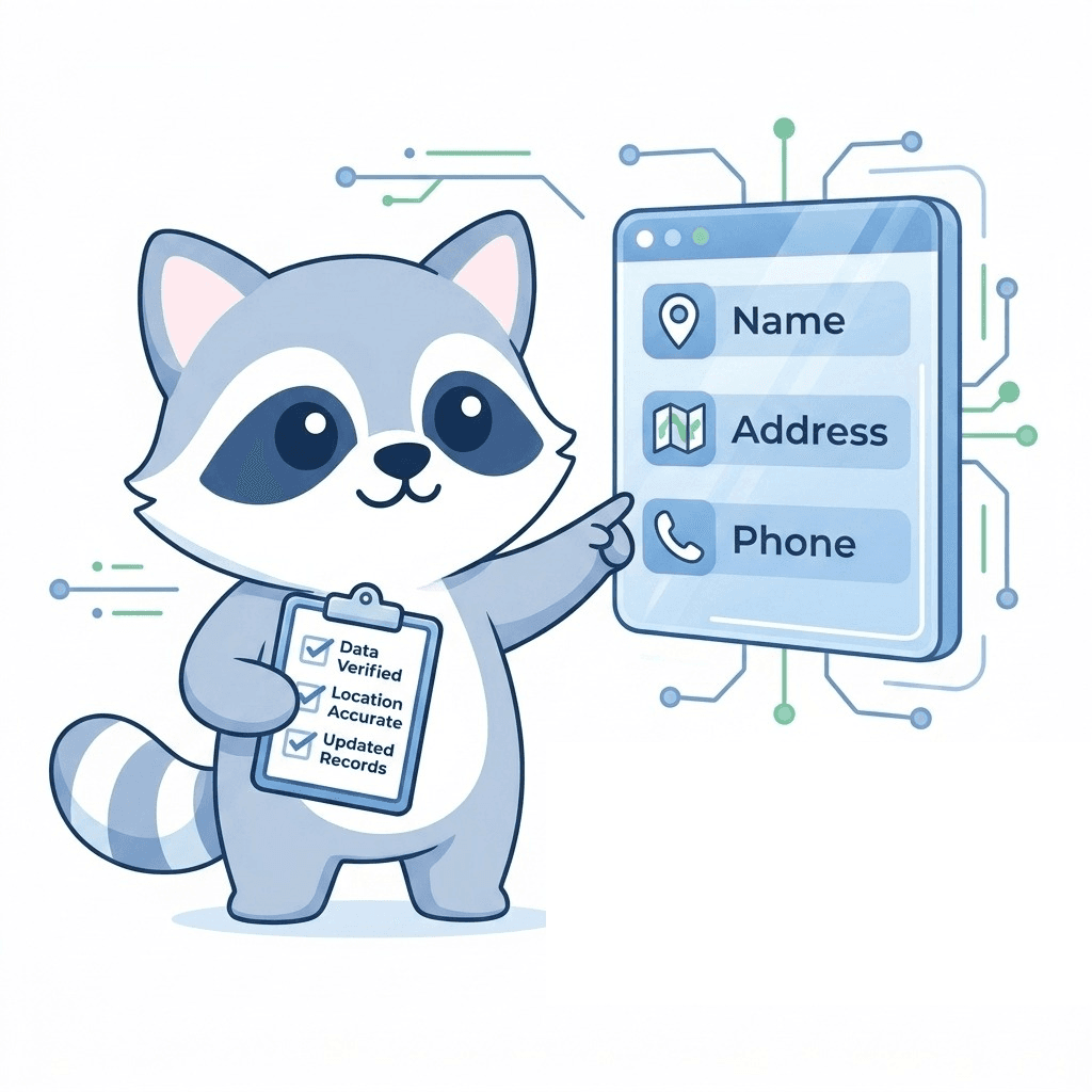 SEOExpert mascot pointing at a floating schema markup card showing business details