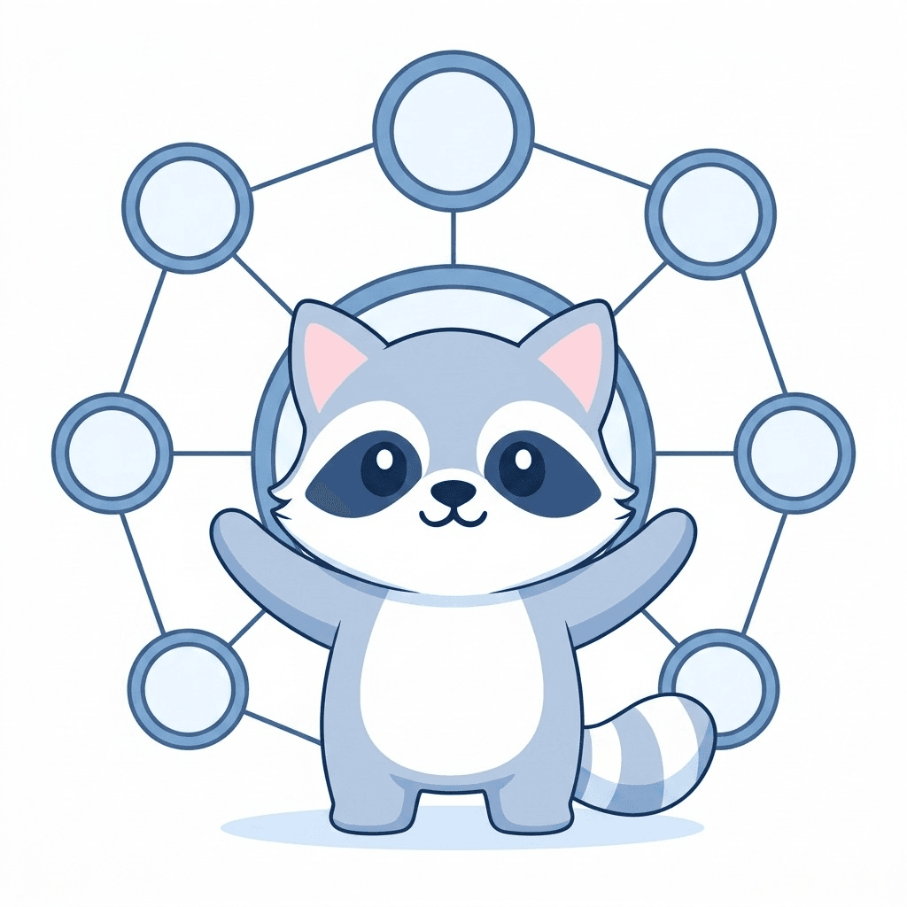 SEOExpert mascot presenting a pillar and cluster network diagram