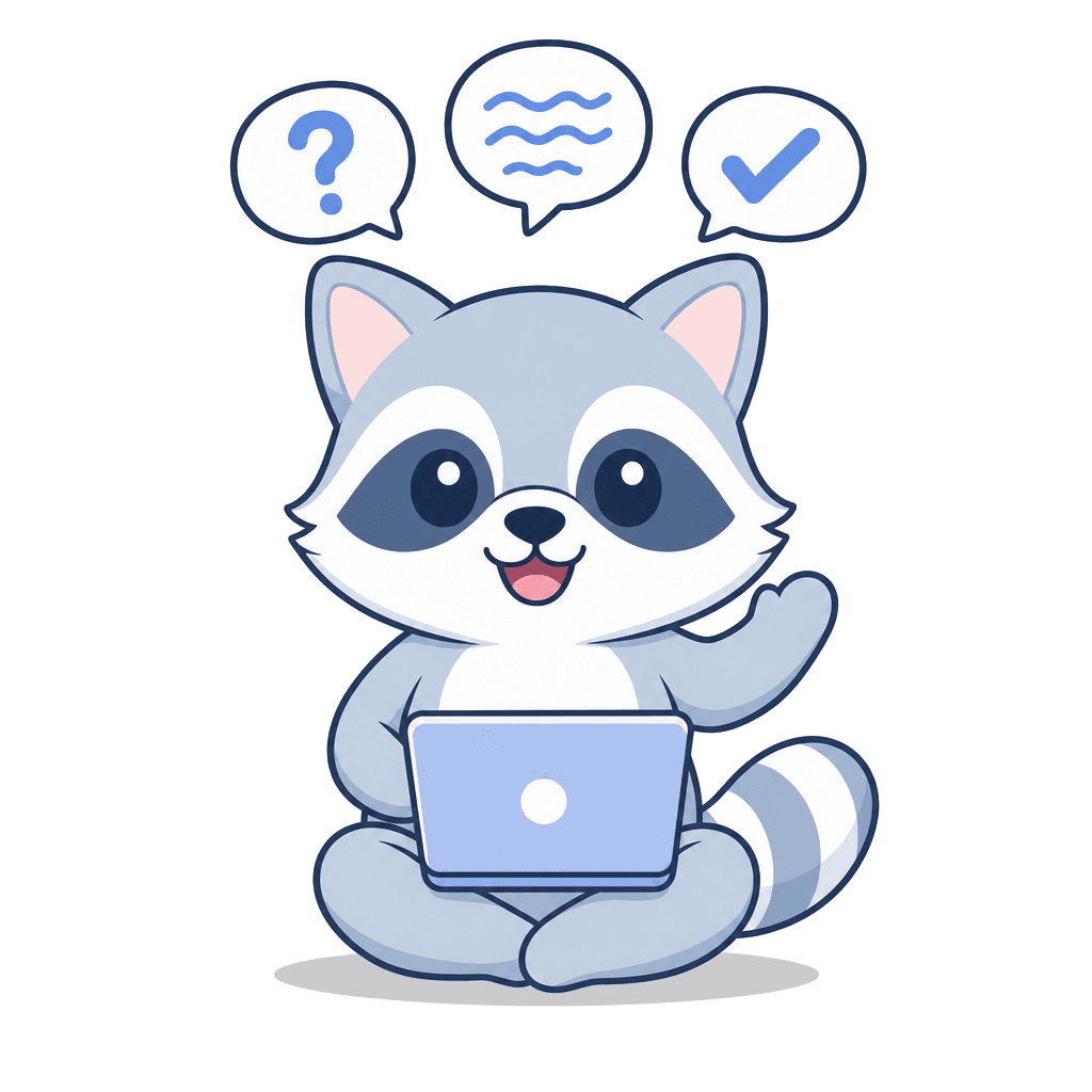SEOExpert mascot at a desk with chat bubbles and question marks around it