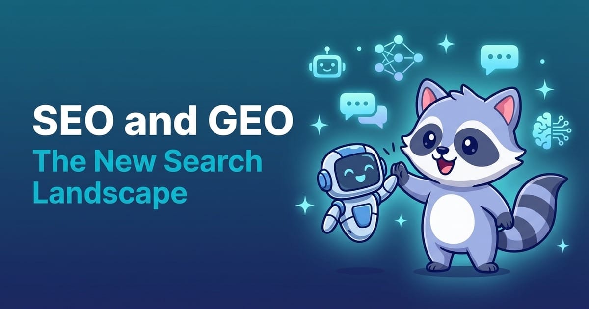 An AI generated SEO and GEO image where the raccoon mascot drifts off model
