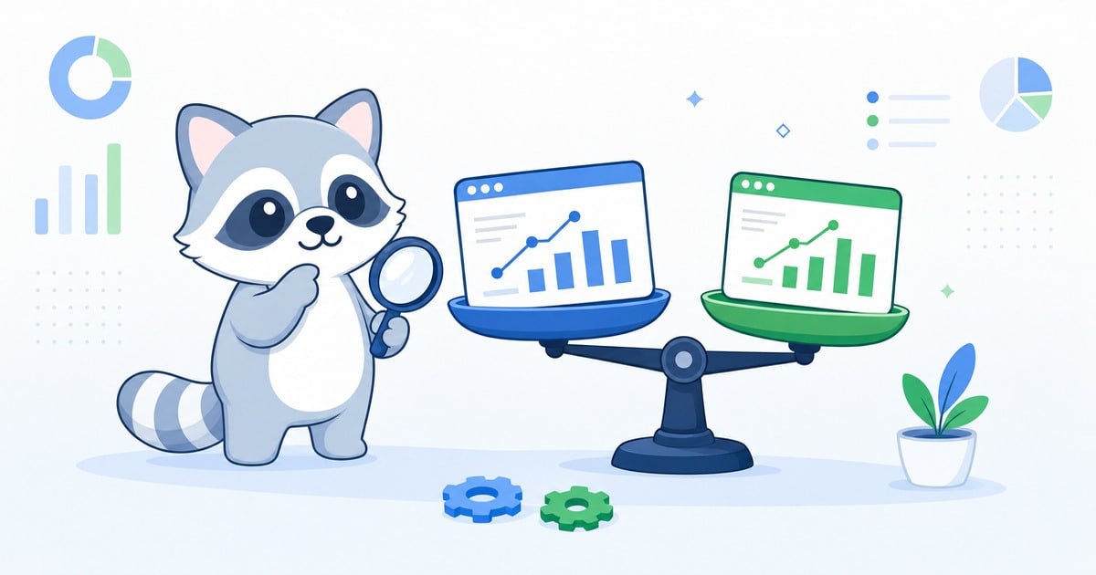 Opus 4.8 brief for the same article, showing a raccoon weighing two report windows on a balance scale