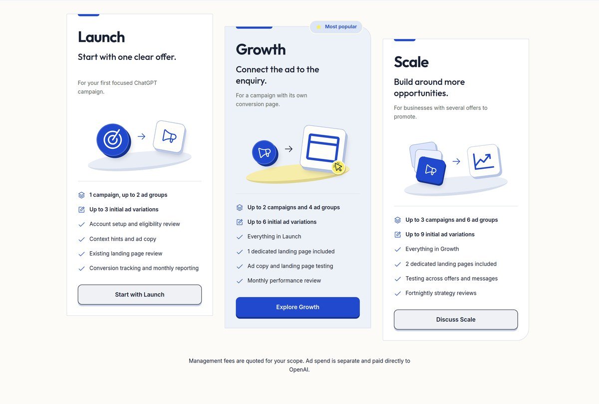 ChatGPT Ads packages