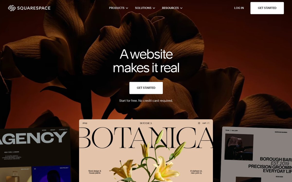 Squarespace homepage presenting its all in one website building platform